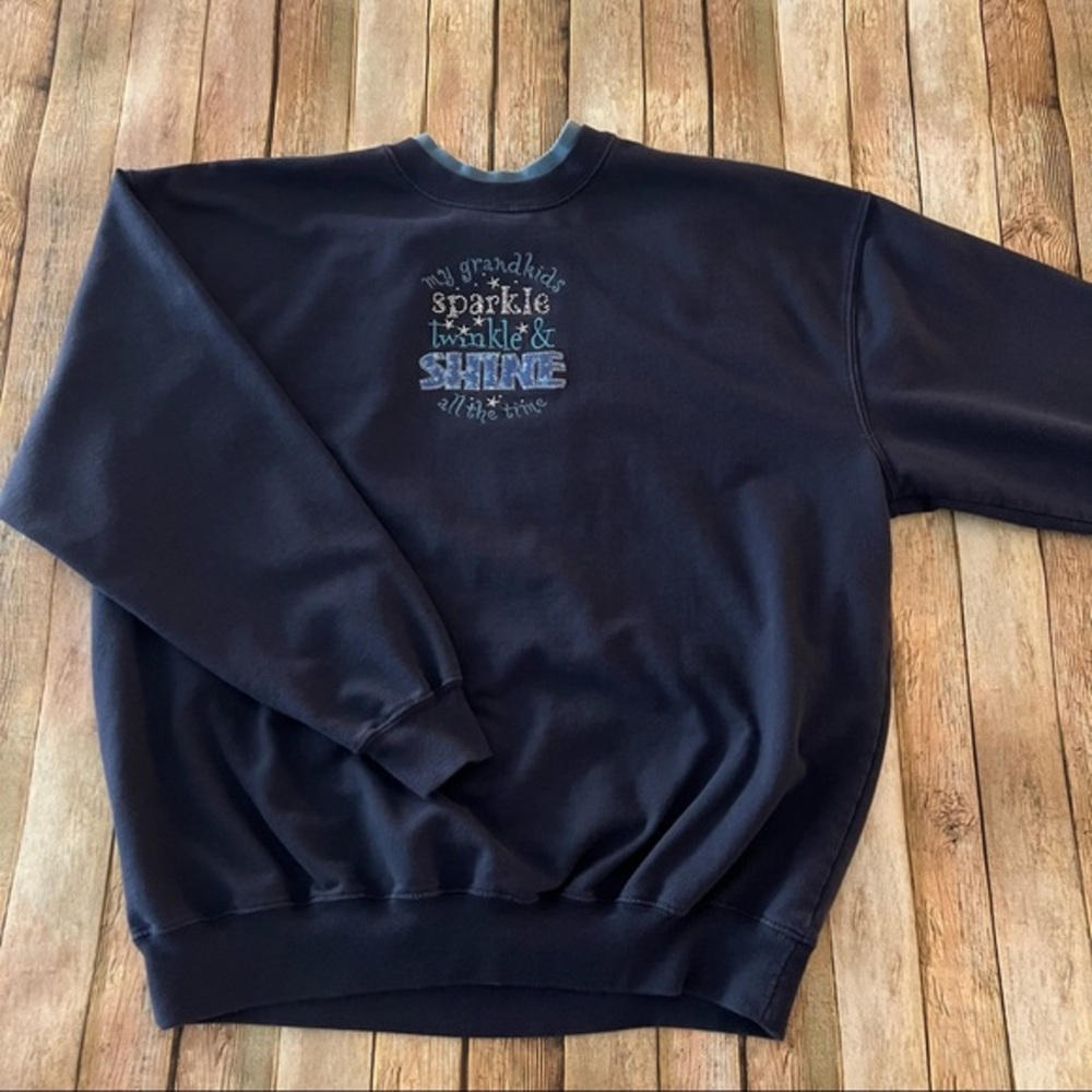 Vintage grandma women’s pullover Crewneck embroidered sweatshirt | size 1X